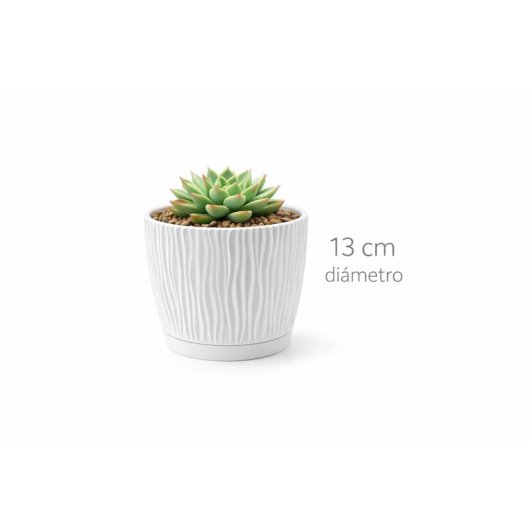 Maceta De Plástico Para Jardín, Terraza O Balcón | Color: Blanco | Diámetro: 13 Cm | Diseño Oasis