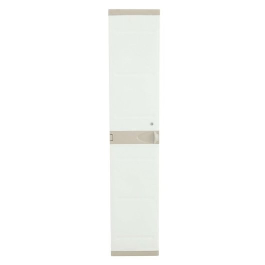 Taquilla De Plástico Color Beige Con Llave, Colgador, 2 Baldas Regulables | Medidas: 176x41x35 Cm