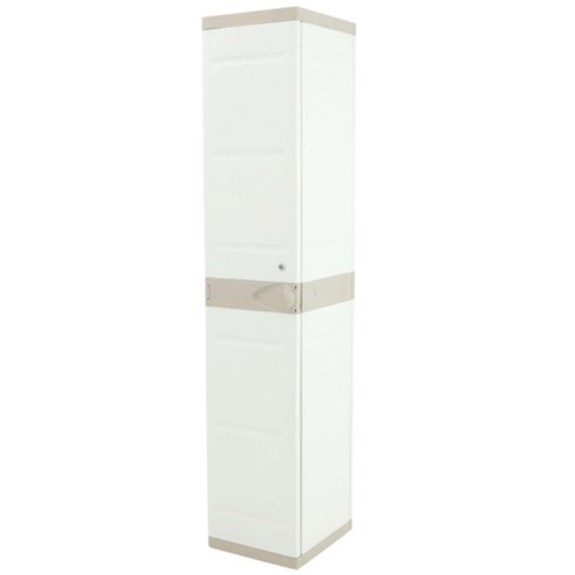 Taquilla De Plástico Color Beige Con Llave, Colgador, 2 Baldas Regulables | Medidas: 176x41x35 Cm