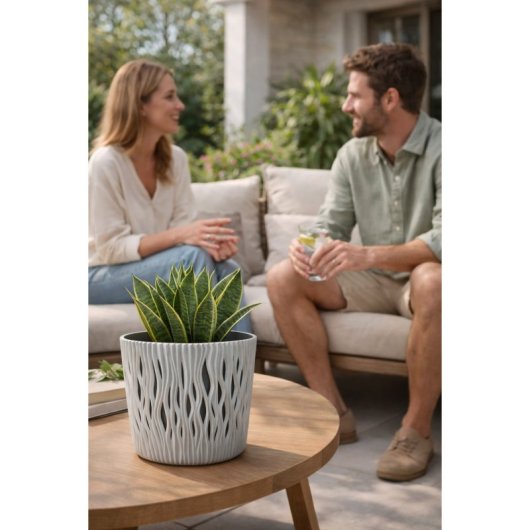 Maceta De Plástico Para Jardín, Terraza O Balcón | Color: Gris | Diámetro: 19 Cm | Diseño Duna