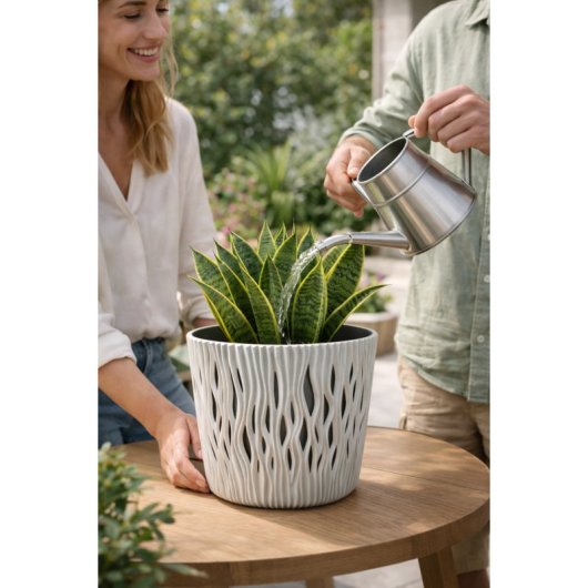 Maceta De Plástico Para Jardín, Terraza O Balcón | Color: Gris | Diámetro: 19 Cm | Diseño Duna