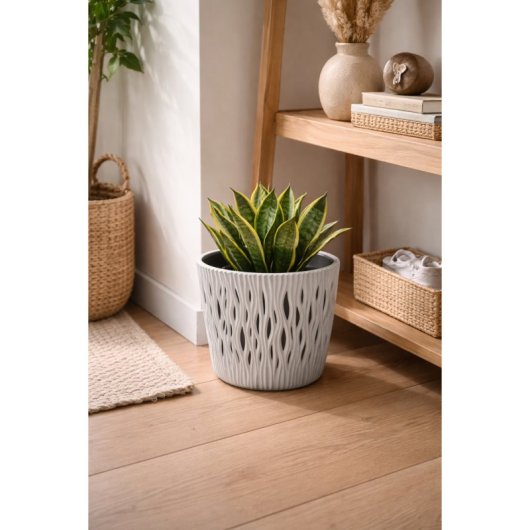 Maceta De Plástico Para Jardín, Terraza O Balcón | Color: Gris | Diámetro: 19 Cm | Diseño Duna