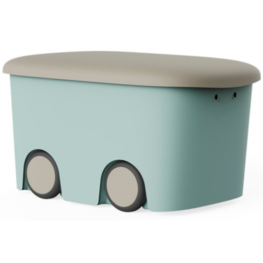 Caja De Almacenamiento De Plástico Con Ruedas Y Tapa, Color Menta | 45 Litros | Medidas: 58x38x32 Cm