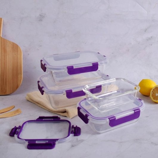 Recipientes De Cristal Para Alimentos - 8 Piezas (4 Recipientes Y 4 Tapas)