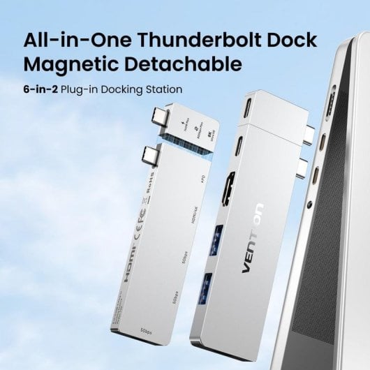 Dock USB-C Vention THZH0 HDMI 4K USB 3.0 Thunderbolt