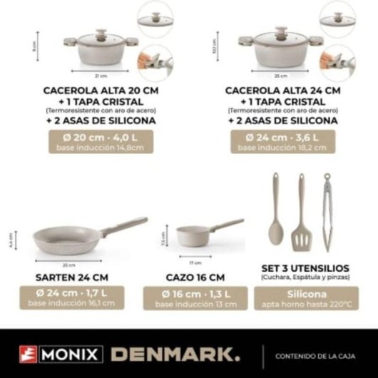 Casserole Monix Denmark 9 Pièces Alu Antiadhésif