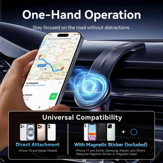 Support Magnétique Voiture Vention KSIB0 Noir