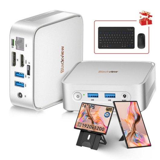 Mini PC Blackview MP50 AMD Ryzen 5 3500U 16GB 512GB SSD Vega 8 Windows 11 Tragbarer Monitor 16 Zoll
