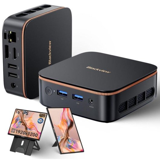 Mini PC Blackview MP20 AMD Ryzen 3 3300U 8GB 256GB SSD Radeon Vega 6 Windows 11 Pro + Ecrã Portátil 16"