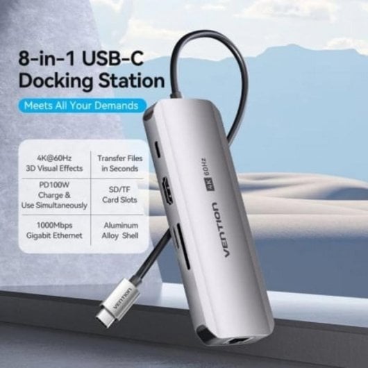 Docking USB-C Vention TQKHB 8 en 1 HDMI 4K USB 3.0 Gigabit Ethernet