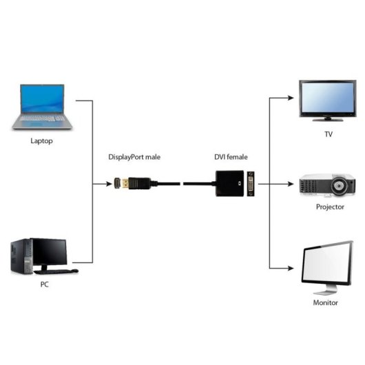 Adattatore Gembird DisplayPort maschio a DVI femmina 10 cm