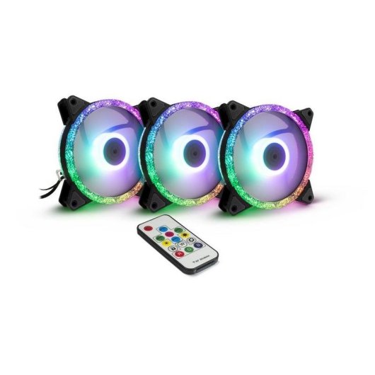 Kühlung Luft Inter-Tech 12 cm Argus RS-07 LED RGB 3 Lüfter