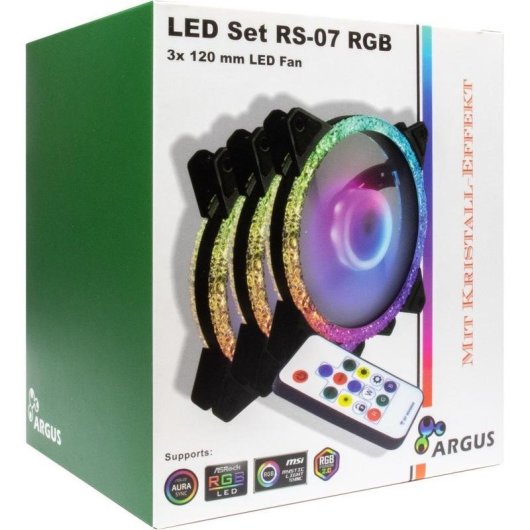 Kühlung Luft Inter-Tech 12 cm Argus RS-07 LED RGB 3 Lüfter