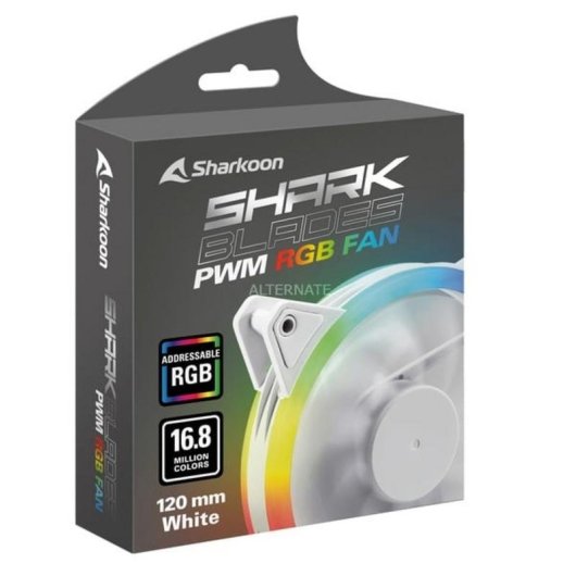 Kühlung Luft Sharkoon 120mm Shark Blades PWM RGB Weiß Leise