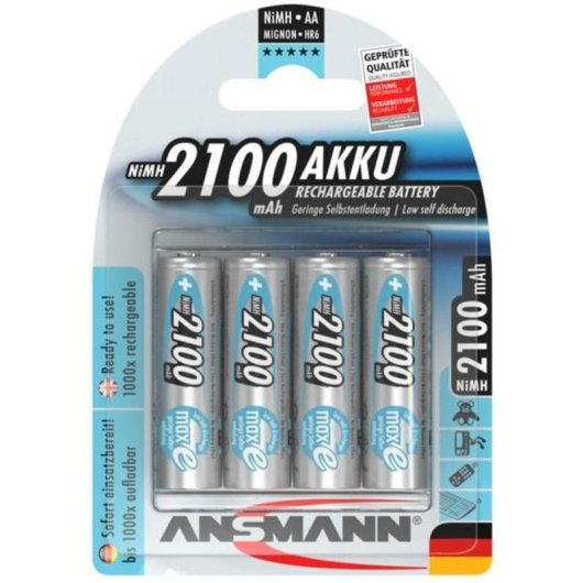 Ansmann NiMH Akku AA 1,2V 2100 mAh 4er Pack