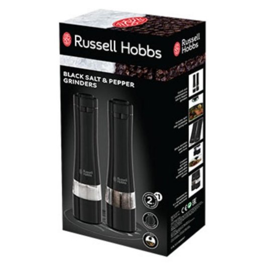 Juego de salero y pimentero Russell Hobbs Negro acero inoxidable 2 piezas