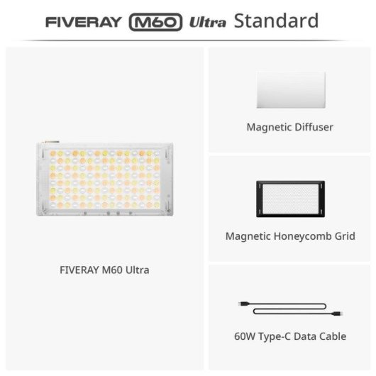 Foco LED COB RGB Zhiyun Fiveray M60 Ultra 60W 6490 lux