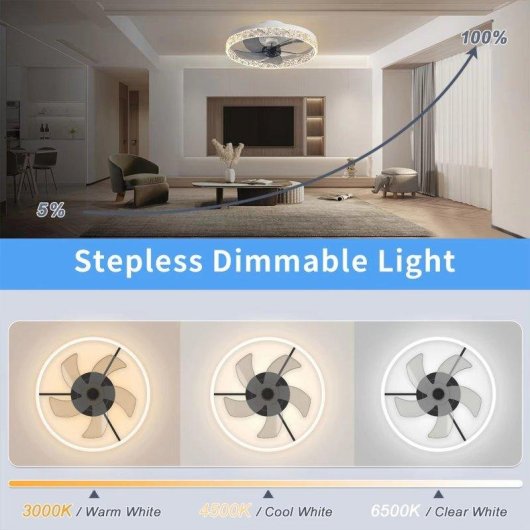 Ventilador de Techo con Luz Generica 60W 6 Velocidades Diámetro — Mando a Distancia LED Regulable Función Invierno