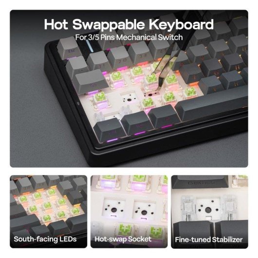 Tastiera Autrucker Aula F75 75% wireless Hot-swappable RGB PBT compatta
