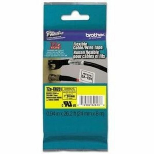 Fita Brother TZE-FX651 24 mm x 8 m Preto sobre Amarelo