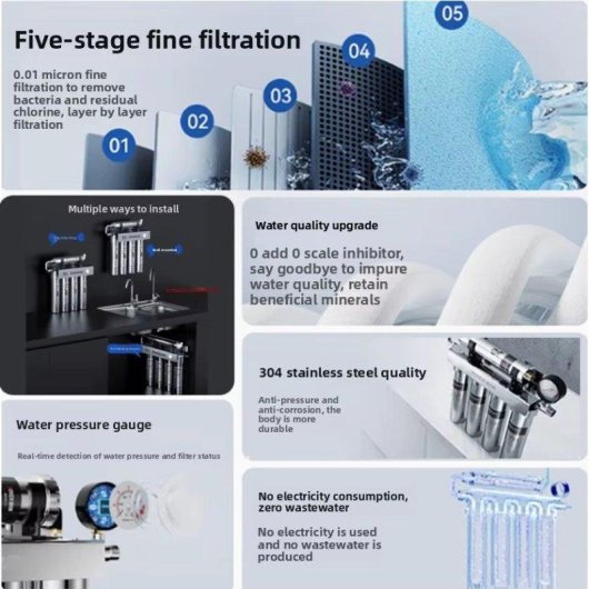 Purificatore d'acqua Autrucker CL-12 5 stadi acciaio inox