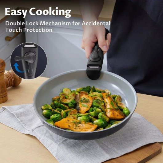 Casserole Antiadhésive Autrucker 13 Pièces Revêtement Céramique Mango Amovibles
