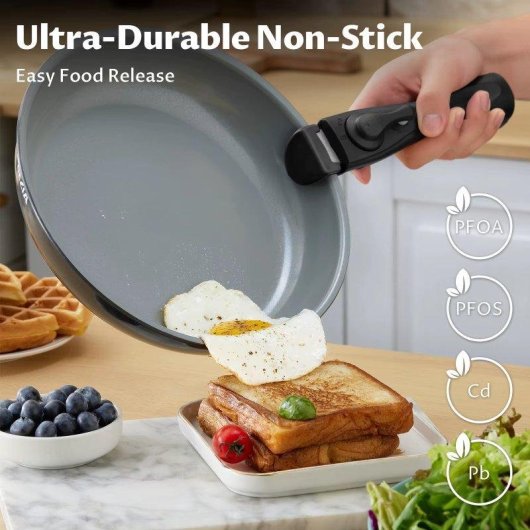 Casserole Antiadhésive Autrucker 13 Pièces Revêtement Céramique Mango Amovibles