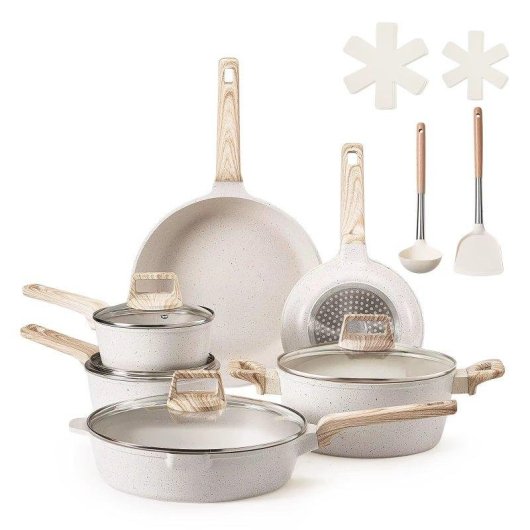 Kit 17 Pièces Cuisine Antiadhésive Granit Induction Camping-Car Autrucker