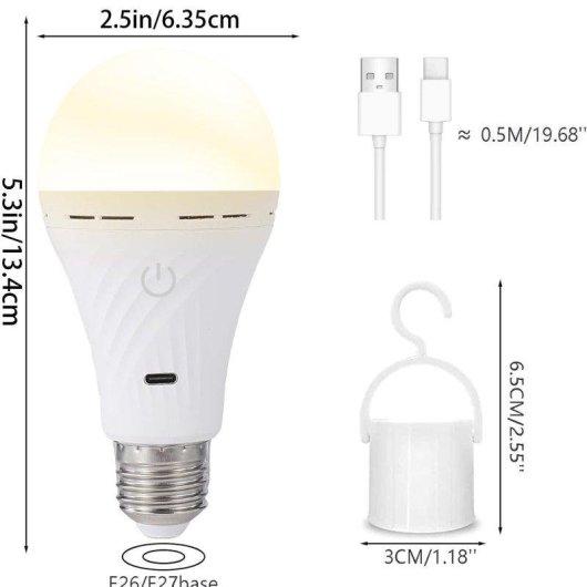 Bombilla LED Autrucker Recargable con Mando 3 Colores Regulable