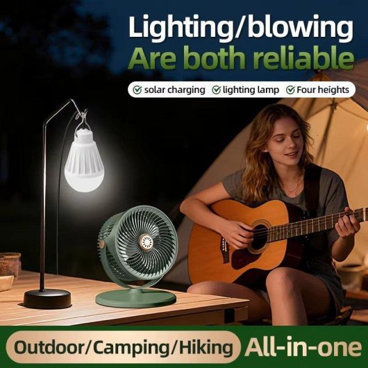 Tragbarer Solarventilator Autrucker 4000mAh 5 Stufen Campinglampe Abnehmbar