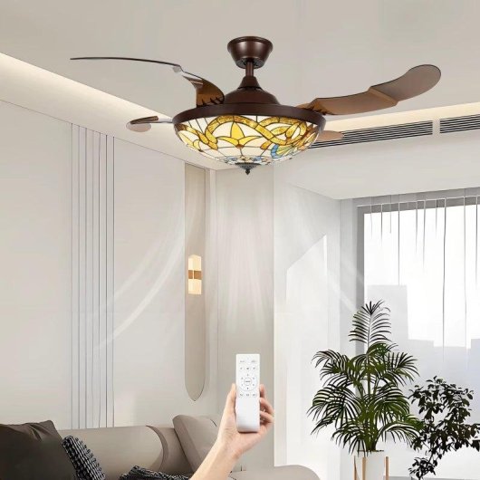 Deckenventilator mit Licht Autrucker 56W 42'' 6 Stufen Einklappbare Flügel Fernbedienung