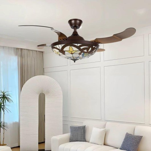 Deckenventilator mit Licht Autrucker 56W 42'' 6 Stufen Einklappbare Flügel Fernbedienung