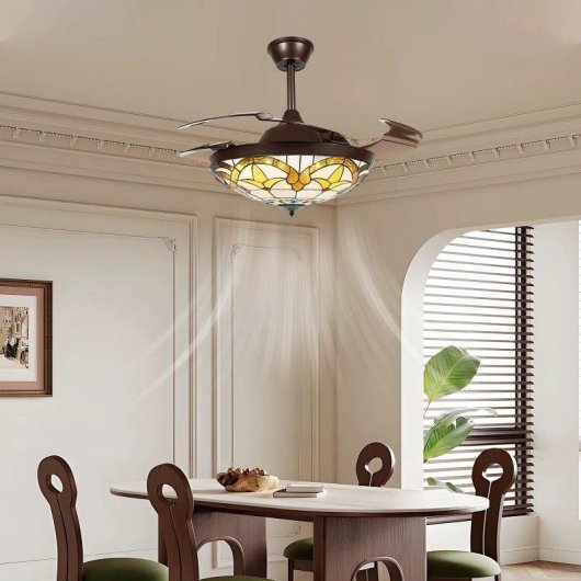Deckenventilator mit Licht Autrucker 56W 42'' 6 Stufen Einklappbare Flügel Fernbedienung
