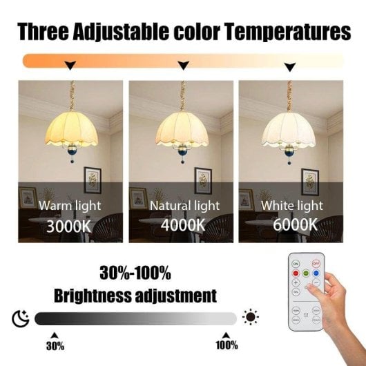 Ampoule LED rechargeable 3 couleurs et réglable avec télécommande