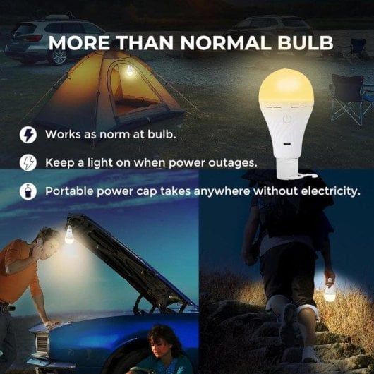 Ampoule LED rechargeable 3 couleurs et réglable avec télécommande