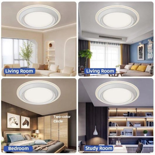 Deckenventilator mit Licht Autrucker 95W 50cm 6 Stufen Rotorlos Fernbedienung LED