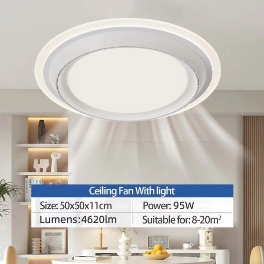 Deckenventilator mit Licht Autrucker 95W 50cm 6 Stufen Rotorlos Fernbedienung LED