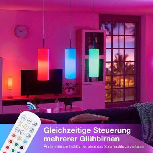 Pack 2 Lampadine LED E26 Ricaricabili con Telecomando 15 Colori Magnetiche