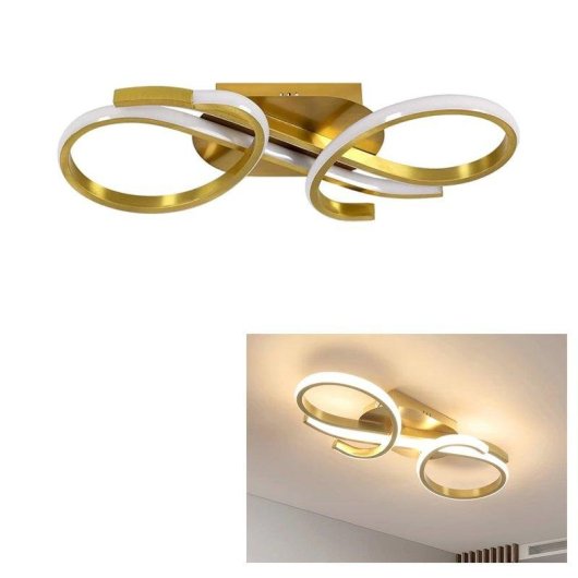 Lámpara de techo LED Autrucker 36W 3000K dorada acrílica aluminio