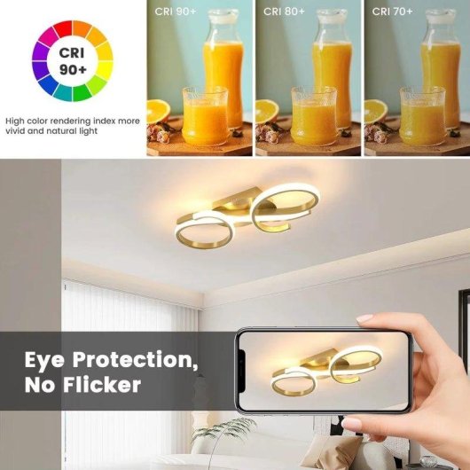 Lámpara de techo LED Autrucker 36W 3000K dorada acrílica aluminio