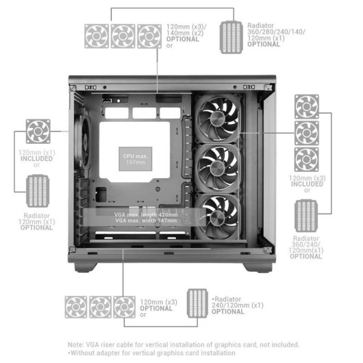 Case PC Mars Gaming MC-REVPROW ATX Display LCD 4,3" ARGB Bianco
