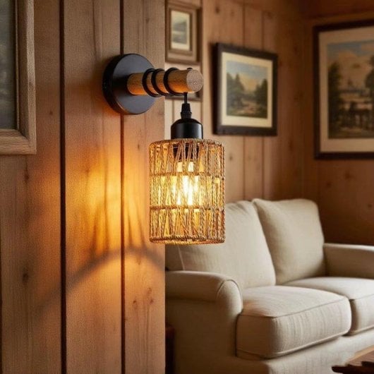 Applicazione Parete Autrucker Legno Ferro Vintage E27