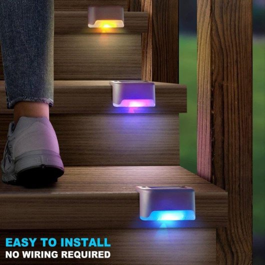 Autrucker Pack 16 Luces Solares RGB Impermeables Automáticas para Escalones Exteriores