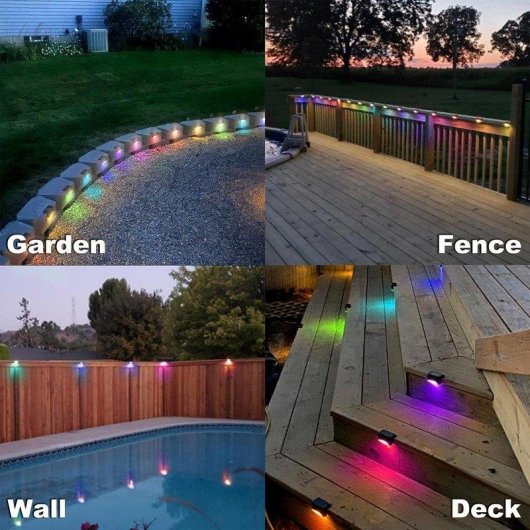 Autrucker Pack 16 Luces Solares RGB Impermeables Automáticas para Escalones Exteriores