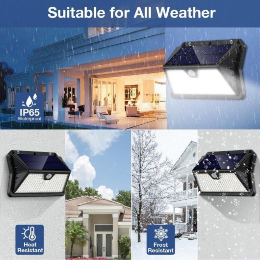 Luz solar de pared Autrucker 283 LEDs sensor movimiento 3 modos impermeable