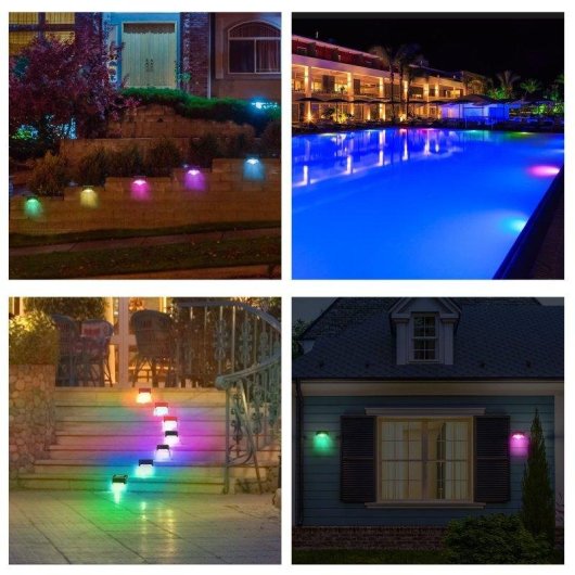 Pack 16 Luces Solares RGB Autrucker Impermeables para Escalones y Jardines