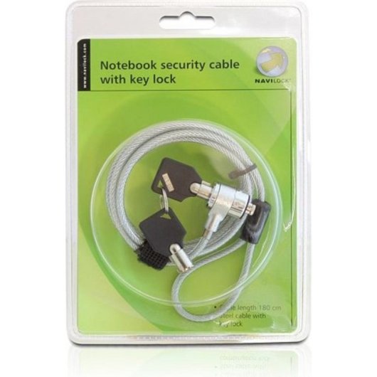 Cable antirrobo Navilock 20595 con candado de llave redonda 1,8 m