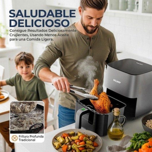 Airfryer Welltin T3 Kijkvenster 4,5L 1450W Touch 8 Programma's Zwart