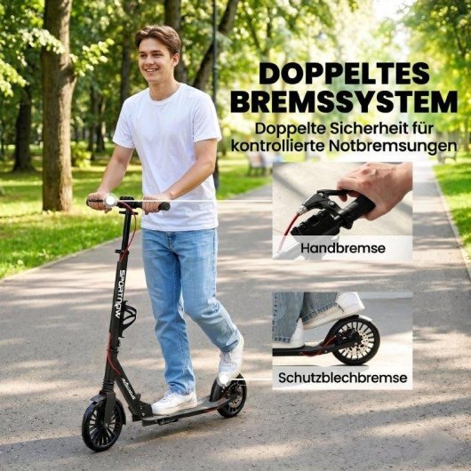 Patinete elétrico Welltin dobrável altura regulável rodas PU 200 mm duplo travão