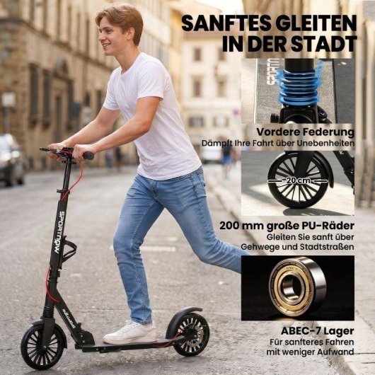 Patinete elétrico Welltin dobrável altura regulável rodas PU 200 mm duplo travão